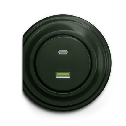 Kliklap - Retro USB zásuvka A+C bez rámečku zelená