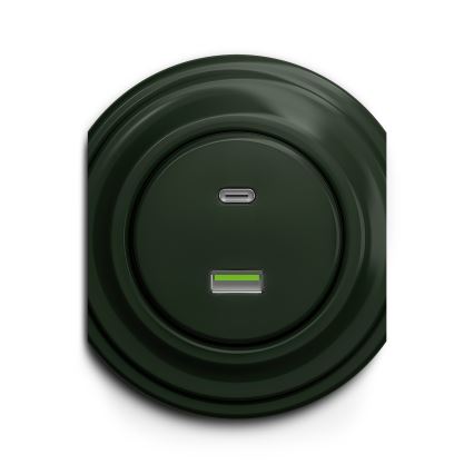 Kliklap - Retro USB zásuvka A+C bez rámečku zelená