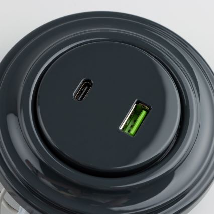 Kliklap - Retro USB zásuvka A+C s rámečkem antracit
