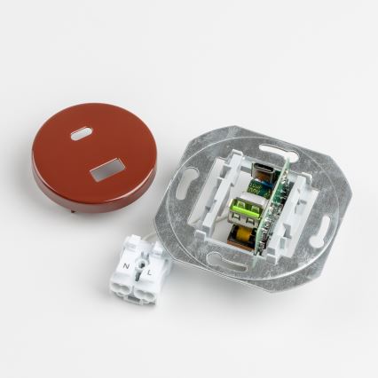 Kliklap - Retro USB zásuvka A+C s rámečkem hnědá