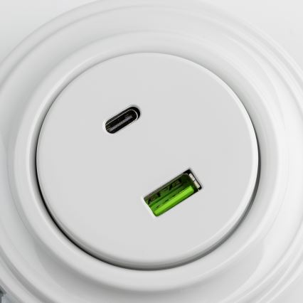 Kliklap - Retro USB zásuvka A+C s rámečkem keramická bílá
