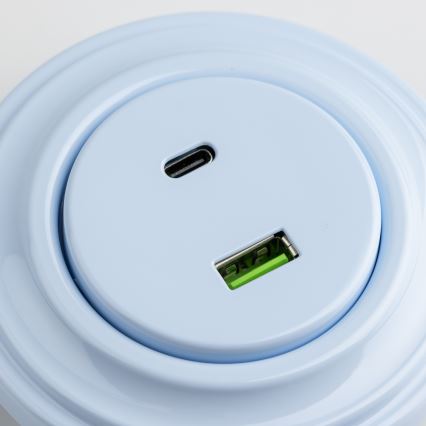 Kliklap - Retro USB zásuvka A+C s rámečkem modrá