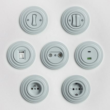 Kliklap - Retro USB zásuvka A+C s rámečkem šedá