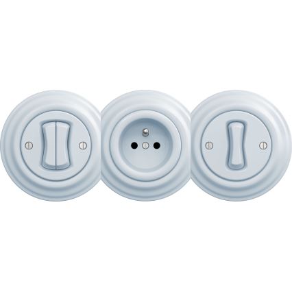 Kliklap - Retro zásuvka domovní bez rámečku SCHUKO 230V/16A modrá