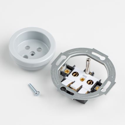 Kliklap - Retro zásuvka domovní s rámečkem 230V šedá