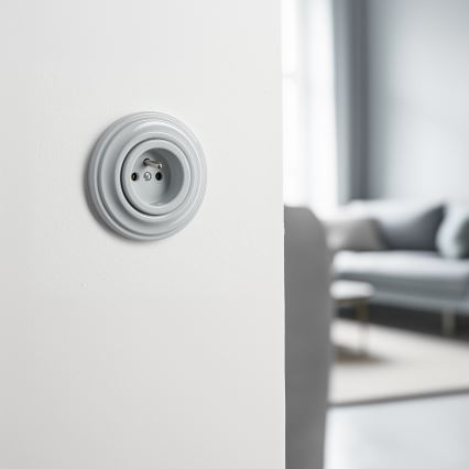 Kliklap - Retro zásuvka domovní s rámečkem 230V šedá