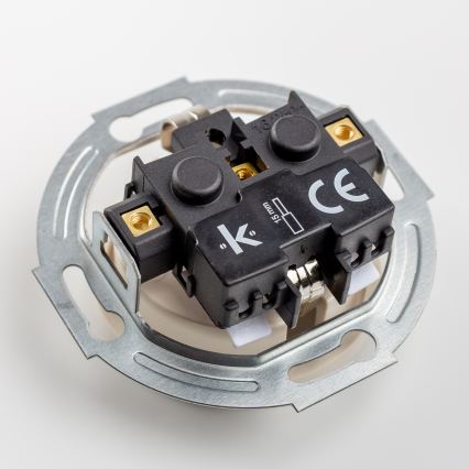 Kliklap - Retro zásuvka domovní s rámečkem SCHUKO 230V/16A béžová
