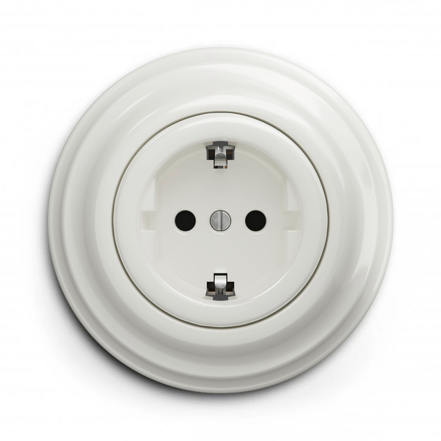 Kliklap - Retro zásuvka domovní s rámečkem SCHUKO 230V/16A bílá