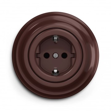 Kliklap - Retro zásuvka domovní s rámečkem SCHUKO 230V/16A hnědá