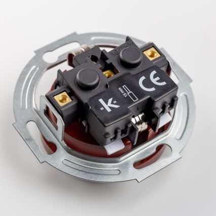 Kliklap - Retro zásuvka domovní s rámečkem SCHUKO 230V/16A hnědá