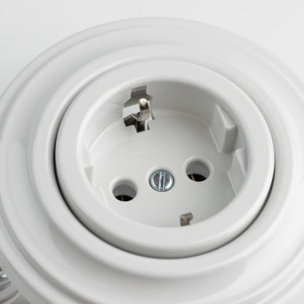 Kliklap - Retro zásuvka domovní s rámečkem SCHUKO 230V/16A keramická bílá