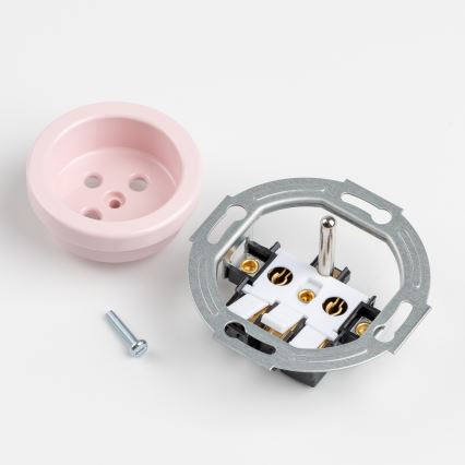 Kliklap - Trojitá retro zásuvka domovní s rámečkem 230V starorůžová