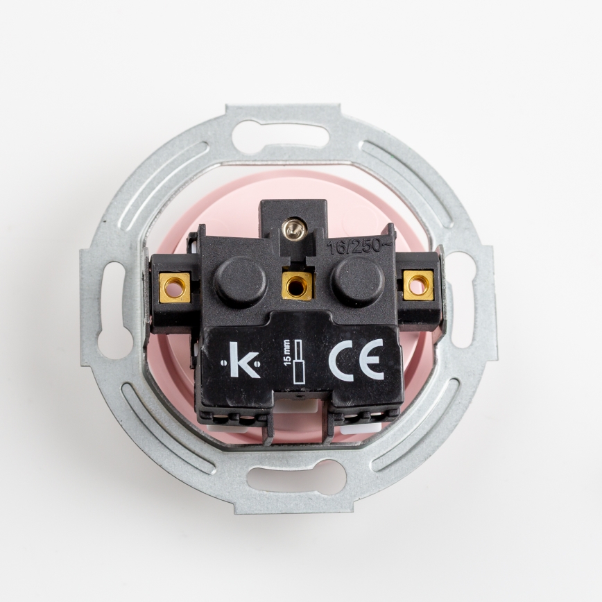 Kliklap - Trojitá retro zásuvka domovní s rámečkem 230V starorůžová