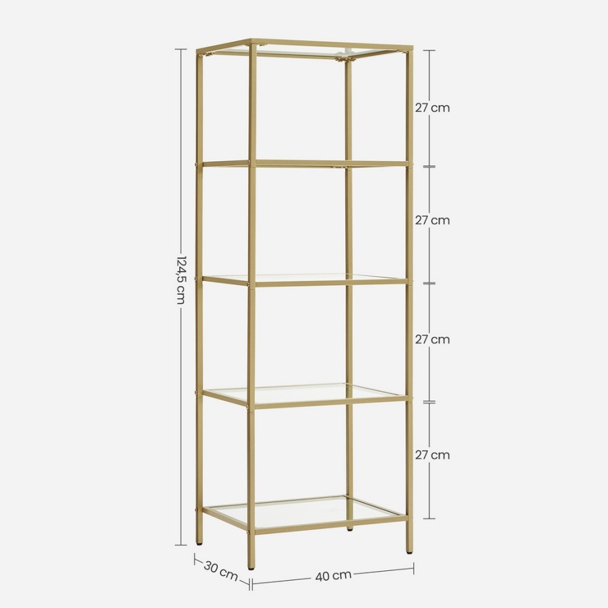 Knihovna GLASY 40x125x30 cm zlatá