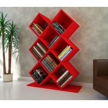 Knihovna KUMSAL 129x90 cm červená