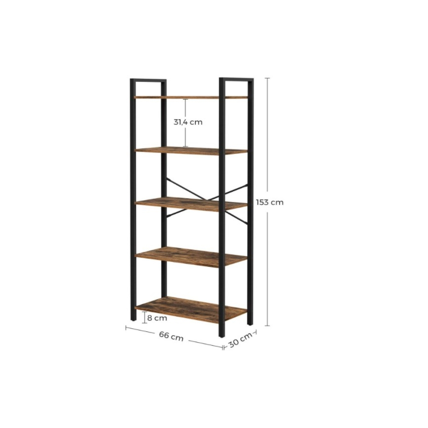 Knihovna NAVARO hnědá/černá