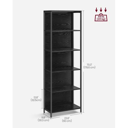 Knihovna s podsvícením NAVARO 60x179x30 cm černá