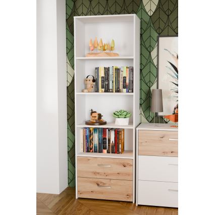 Knihovna URO dub artisan/bílá