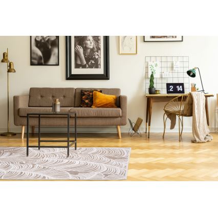 Koberec SALAMANCA 67x120 cm béžová/bílá/listový vzor