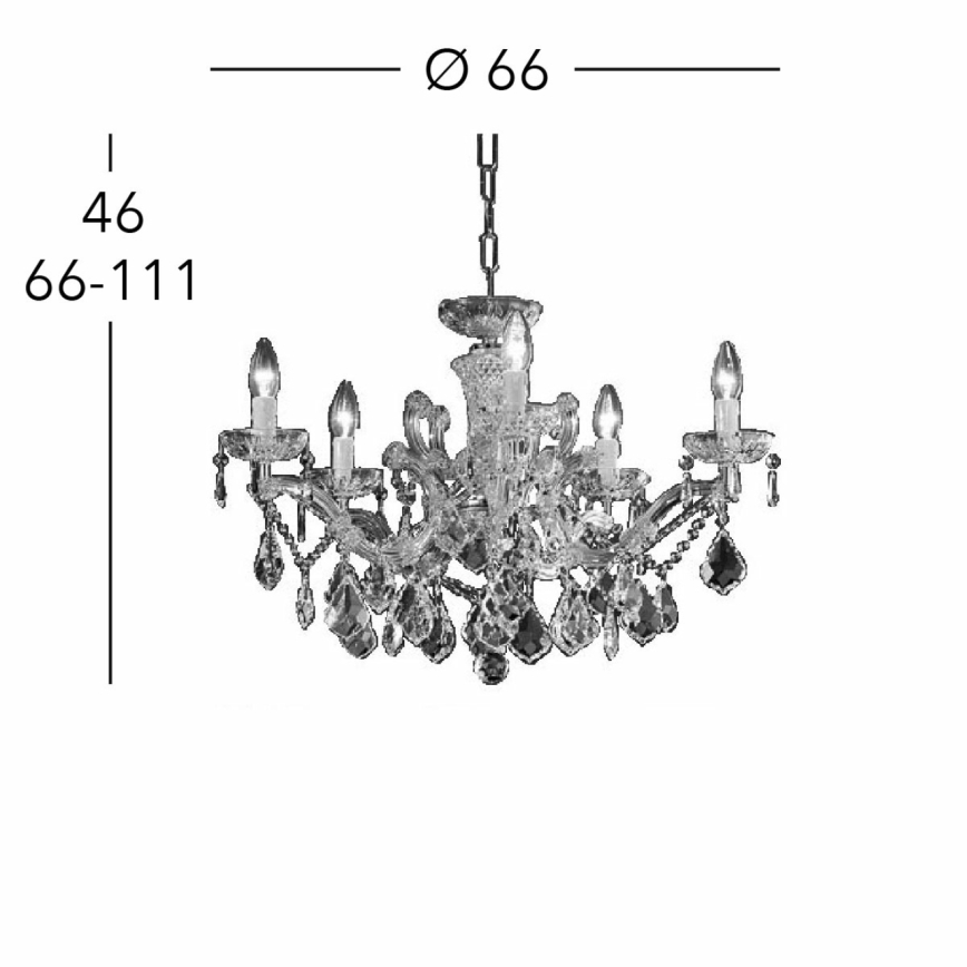 Kolarz 3149.85.3.KoT - Křišťálový lustr na řetězu MARIA LOUISE 5xE14/40W/230V 24K zlato