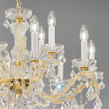 Kolarz 3149.88+4.3.KoT - Křišťálový lustr na řetězu MARIA LOUISE 12xE14/40W/230V 24K zlato