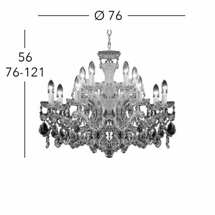 Kolarz 3149.88+4.3.KoT - Křišťálový lustr na řetězu MARIA LOUISE 12xE14/40W/230V 24K zlato