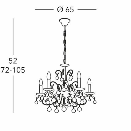 Kolarz 3234.85.3.KoT - Křišťálový lustr na řetězu CARMEN 5xE14/60W/230V 24K zlato