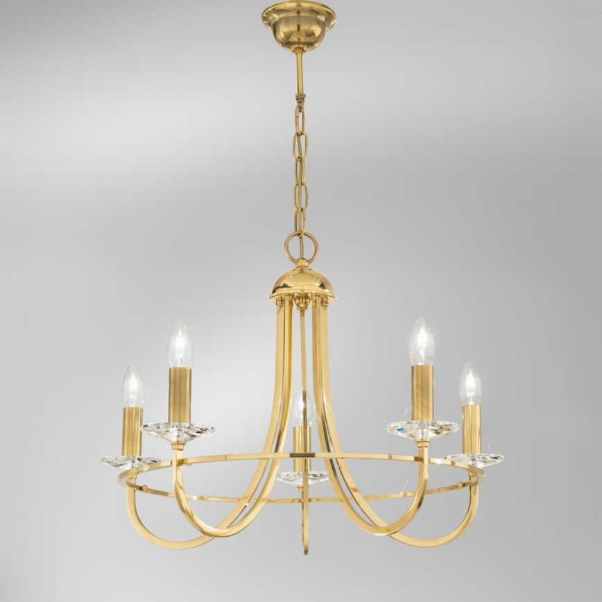 Kolarz 330.85.8C - Křišťálový lustr na řetězu IMPERIAL 5xE14/60W/230V zlatá