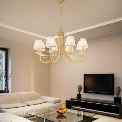 Kolarz 330.88.8C - Křišťálový lustr na řetězu IMPERIAL 8xE14/60W/230V zlatá