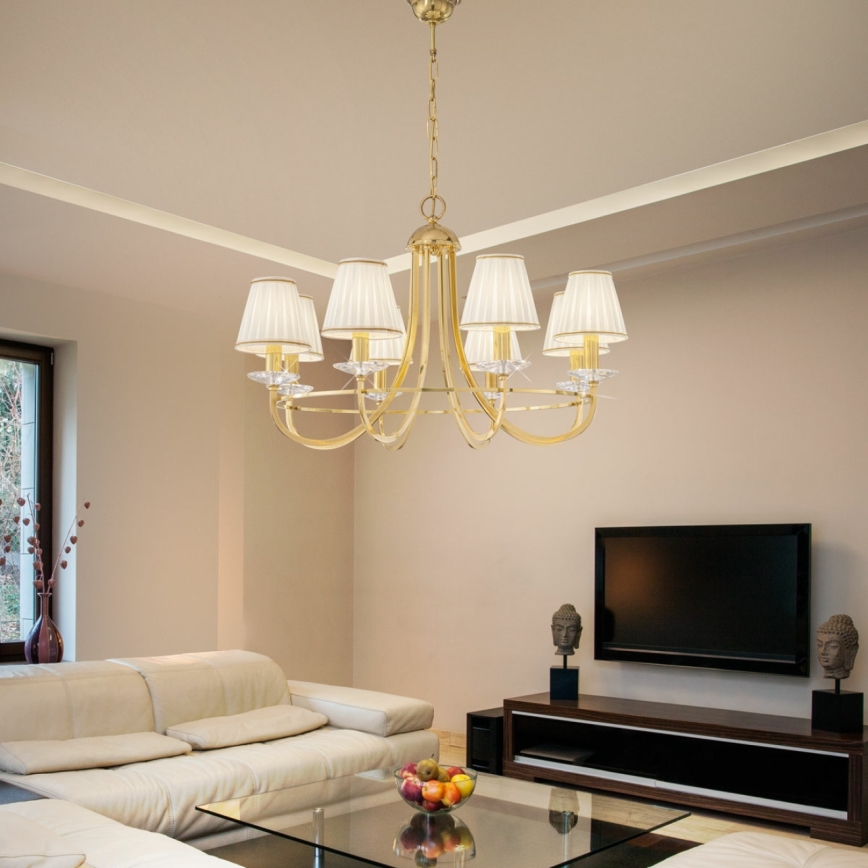 Kolarz 330.88.8C - Křišťálový lustr na řetězu IMPERIAL 8xE14/60W/230V zlatá