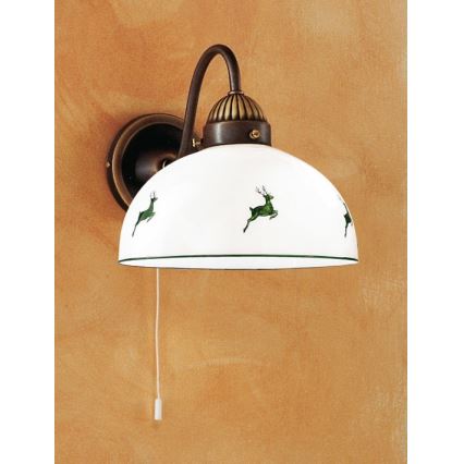 Kolarz 731.61.100 - Nástěnná lampa NONNA 1xE27/75W/230V hnědá/jeleni zelená