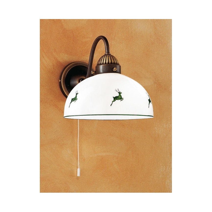 Kolarz 731.61.100 - Nástěnná lampa NONNA 1xE27/75W/230V hnědá/jeleni zelená