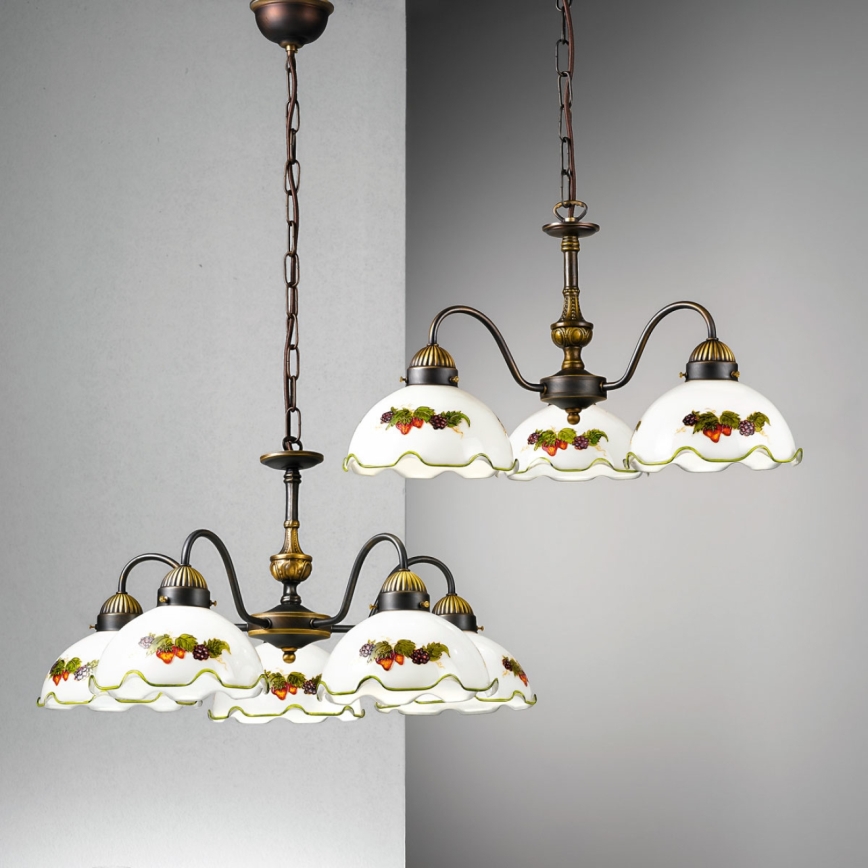 Kolarz 731.83.113 - Lustr na řetězu NONNA 3xE27/75W/230V víno/jahody