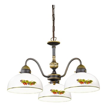 Kolarz 731.83.121 - Lustr na řetězu NONNA 3xE27/75W/230V víno/jahody
