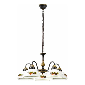 Kolarz 731.85.121 - Lustr na řetězu NONNA 5xE27/75W/230V víno/jahody