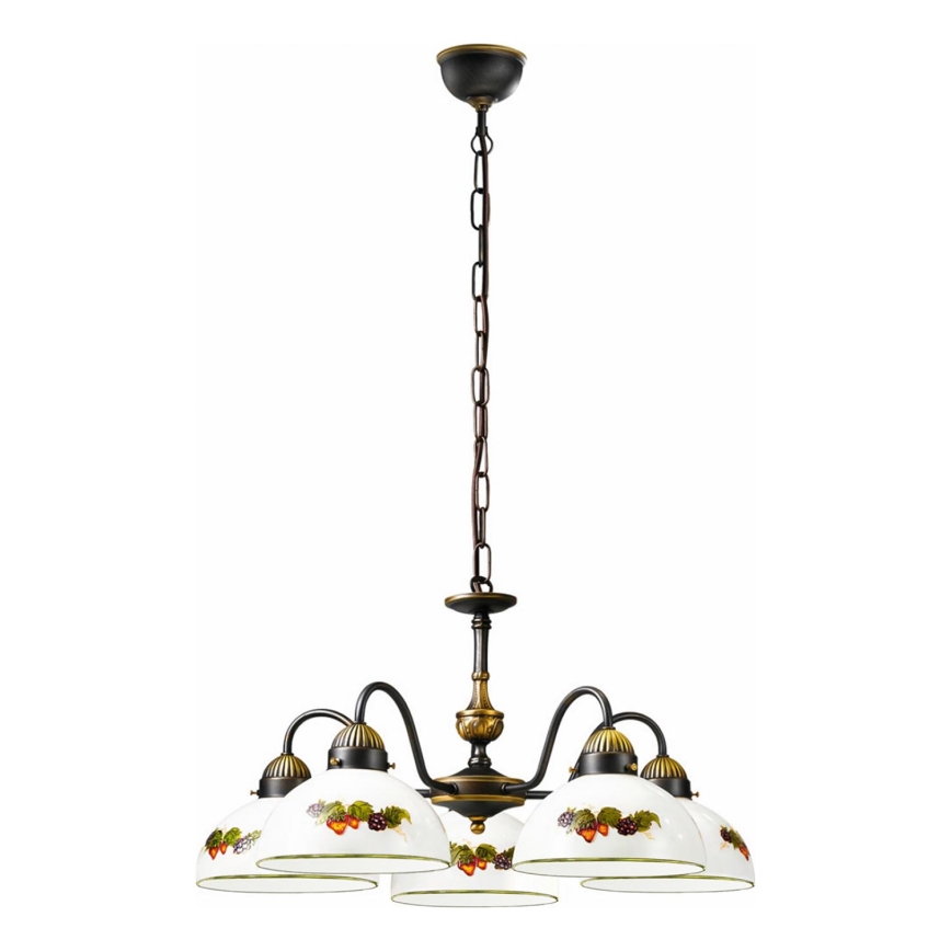 Kolarz 731.85.121 - Lustr na řetězu NONNA 5xE27/75W/230V víno/jahody