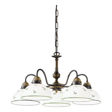 Kolarz 731.85.20 - Lustr na řetězu NONNA 5xE27/75W/230V zelená