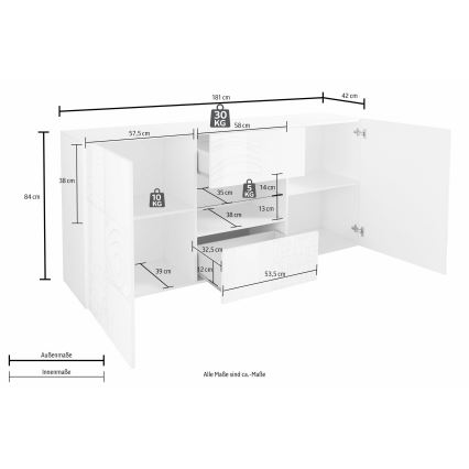 Komoda ARIA 181x84x43 cm dub sonoma