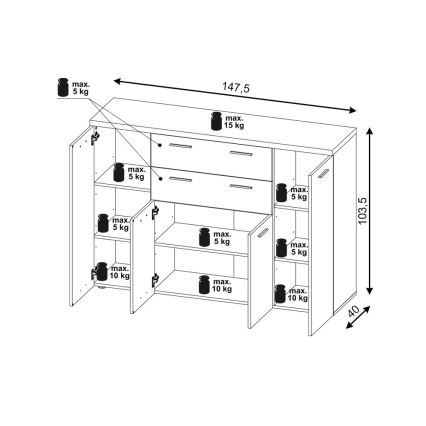 Komoda BRUNO dub sonoma/bílá