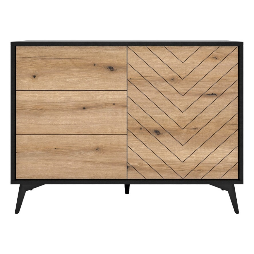Komoda DIAMOND 104x77x39 cm černá/dub evoke