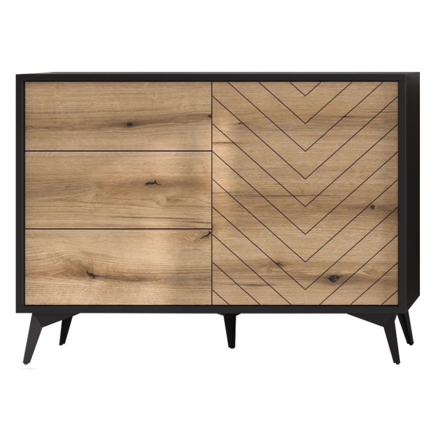 Komoda DIAMOND 104x77x39 cm černá/dub evoke