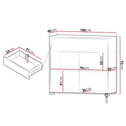 Komoda GESITA 93x100 cm dub cremona