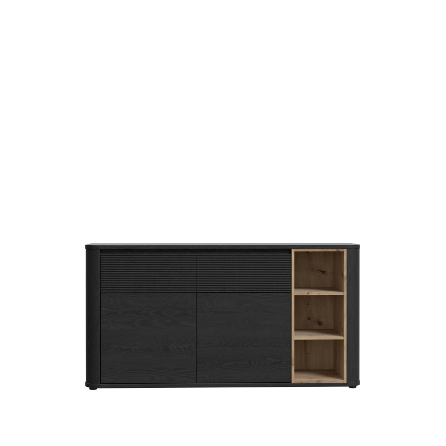 Komoda INAR 160x83x41 cm černá/dub