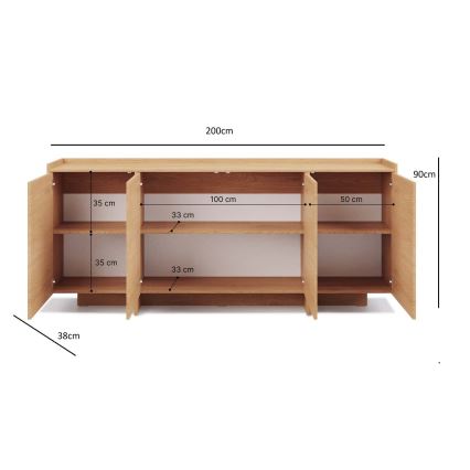 Komoda KEMI 200x90x38 dub cremona