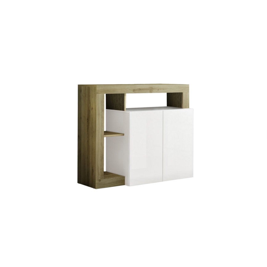 Komoda LENOR 108x93x42 cm bílá/světlý dub