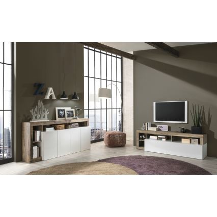 Komoda LENOR 146x93x42 cm bílá/javor