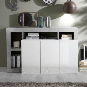 Komoda LENOR 146x93x42 cm bílá/šedá beton