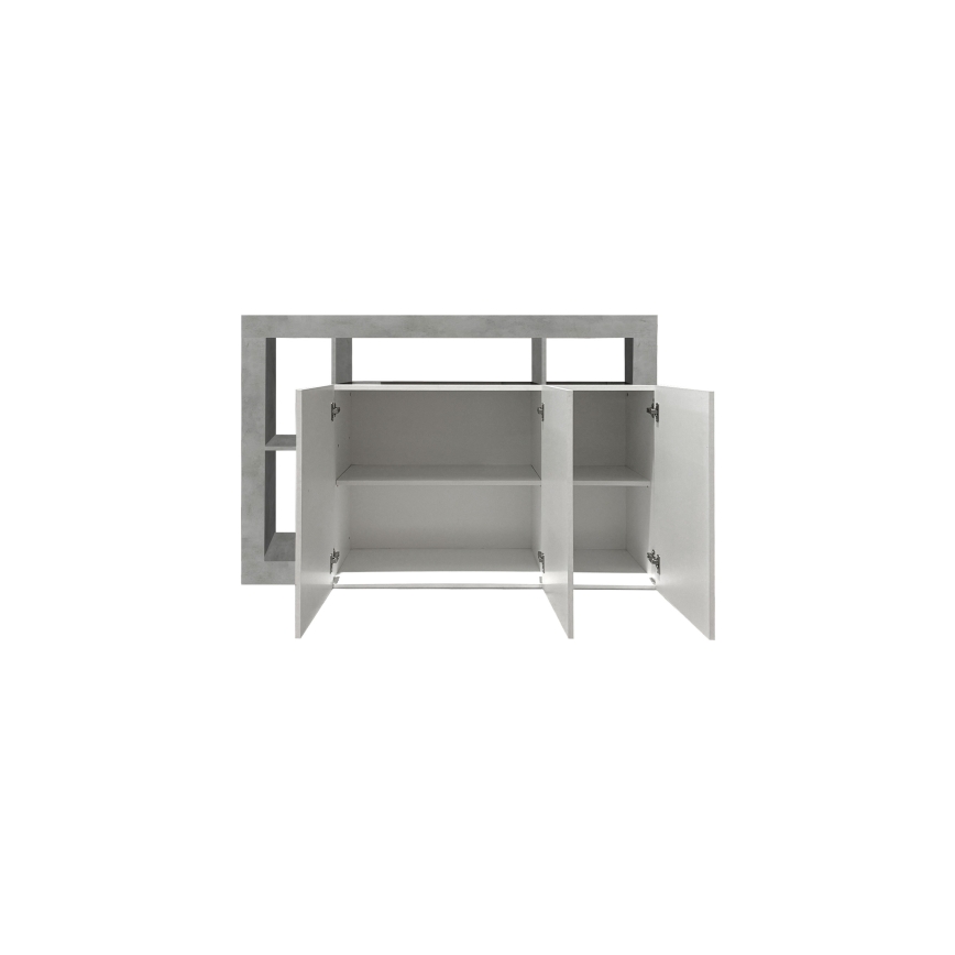 Komoda LENOR 146x93x42 cm bílá/šedá beton