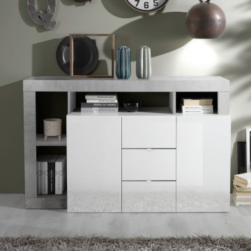 Komoda LENOR 146x93x42 cm bílá/šedá beton
