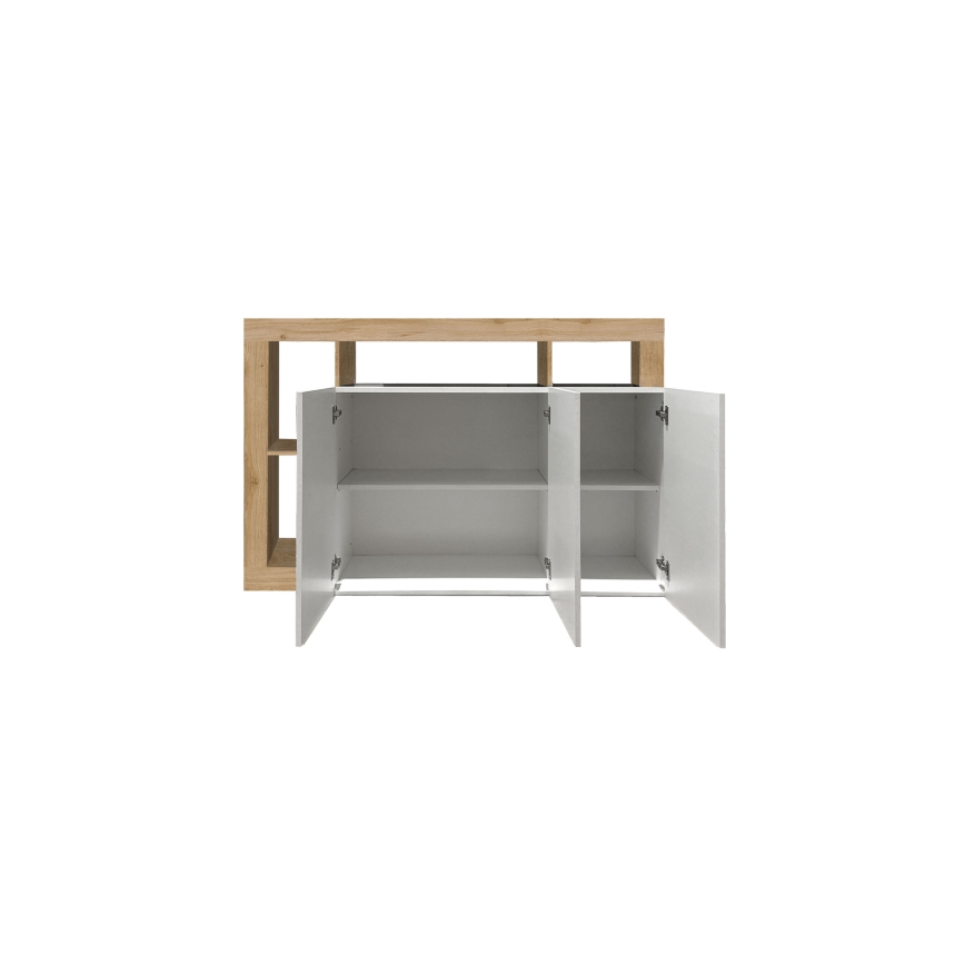 Komoda LENOR 146x93x42 cm bílá/světlý dub